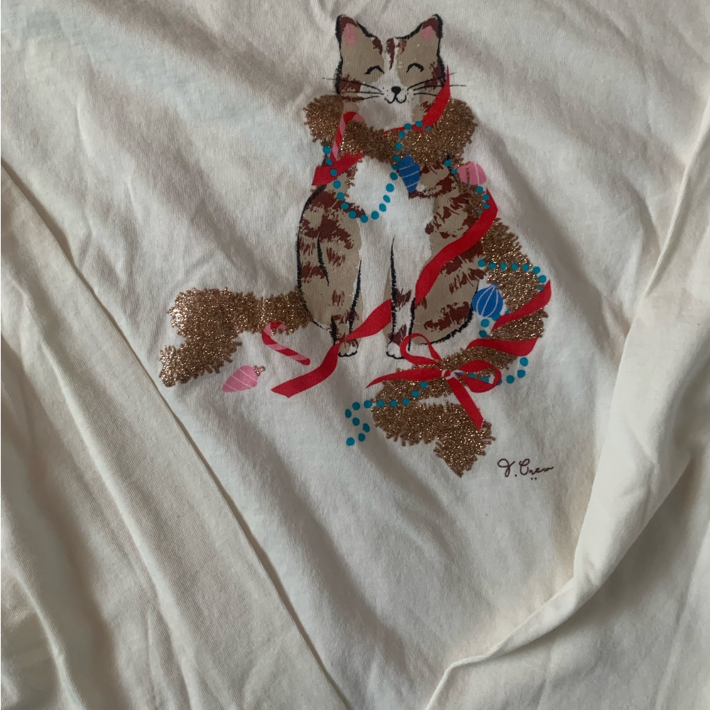 J CREW XL CREAM KITTY SHIRT